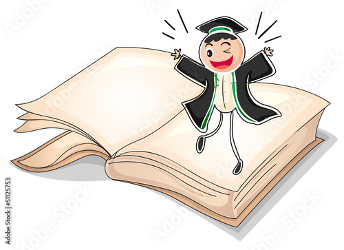 A graduate above a book