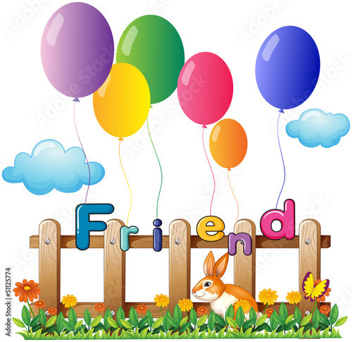 Six colorful balloons in the garden