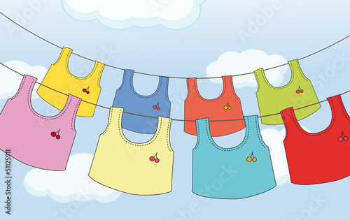 Colorful hanging clothes