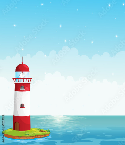 A lighthouse in the middle of the sea