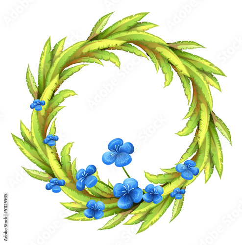 A round border with blue flowers