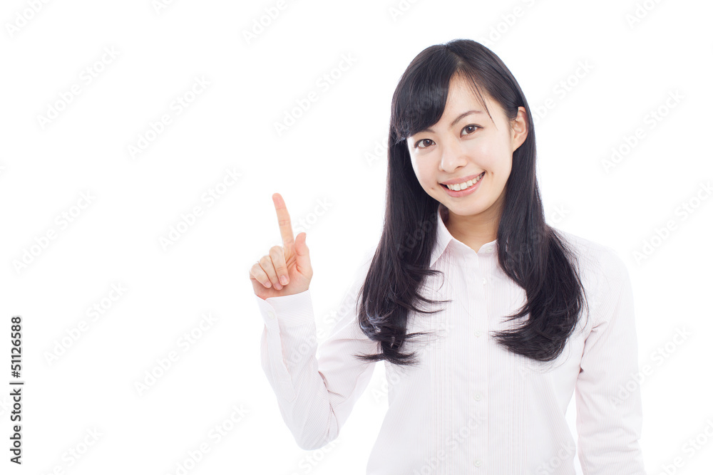 指差す女性 指差す女性