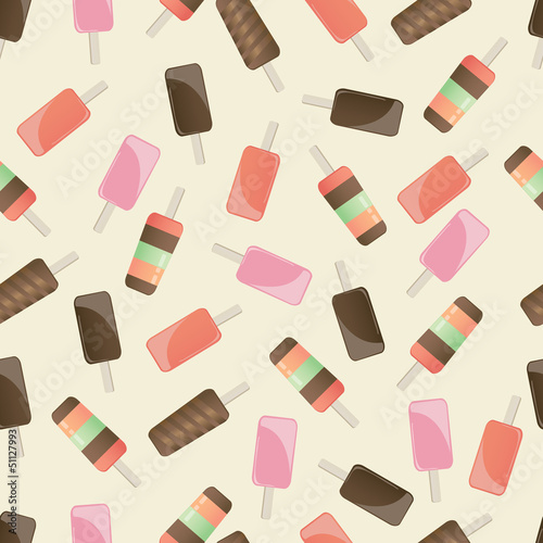 Different popsicles on brown background