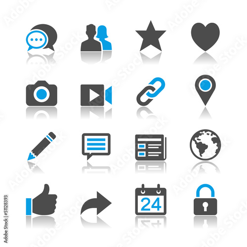 Social network icons - reflection theme