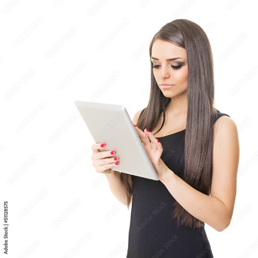 Elegant businesswoman using digital tablet Elegant businesswoman using digital tablet