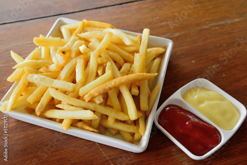 Golden French fries potatoes ready to be eaten
