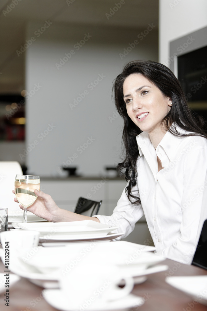 Woman at the dinner table