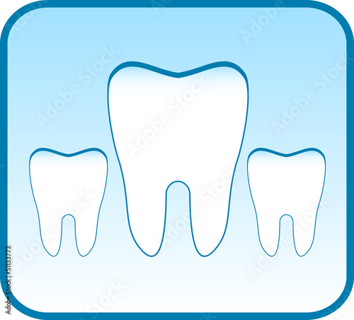 blue icon with set tooth - dental clinic symbol