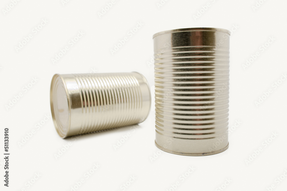 two Metal food container on white background two Metal food container on white background