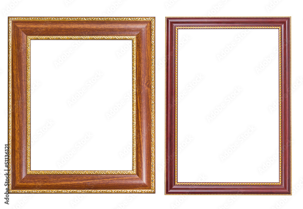 Picture frame wood and gold style on isolated Picture frame wood and gold style on isolated