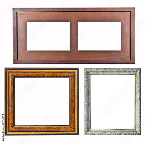 Old picture frame wood style on isolated