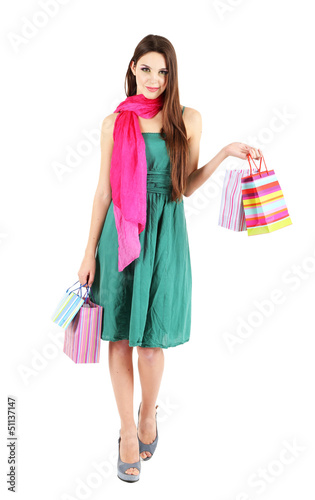 Young beautiful girl in gre...