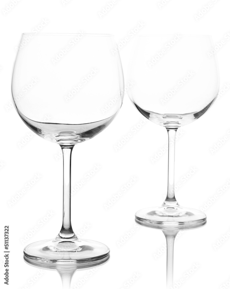 Empty wine glasses arranged and isolated on white Empty wine glasses arranged and isolated on white