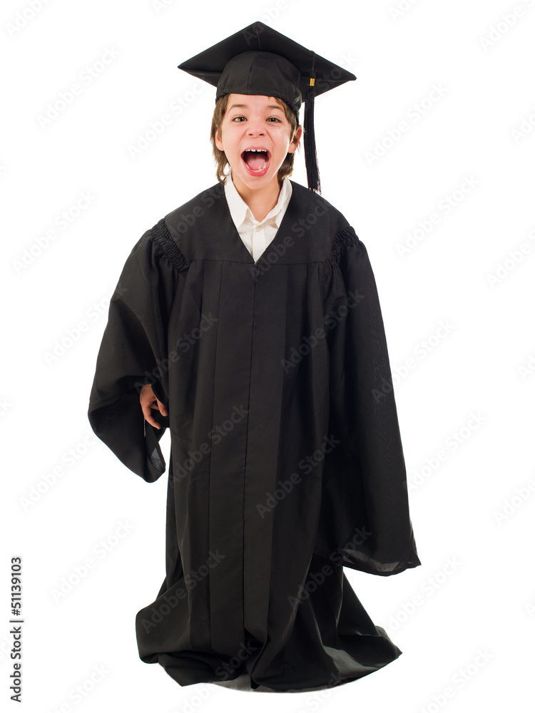 Happy Boy Wearing Graduation Gown Happy Boy Wearing Graduation Gown