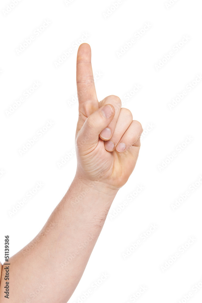 Man's hand isolated, on a white background Man's hand isolated, on a white background
