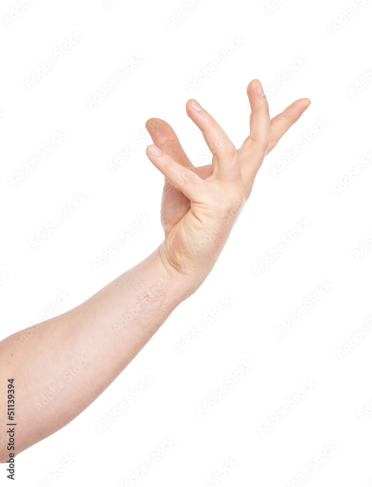 Man's hand isolated, on a white background Man's hand isolated, on a white background