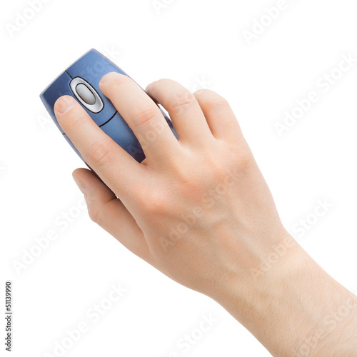 computer mouse in hand on a white background