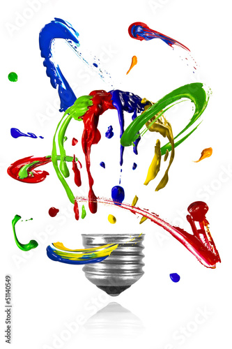 Paint orbit around painted light bulb