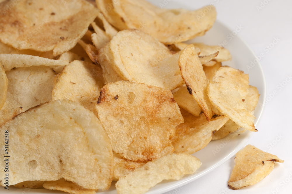 Chips on a white dish