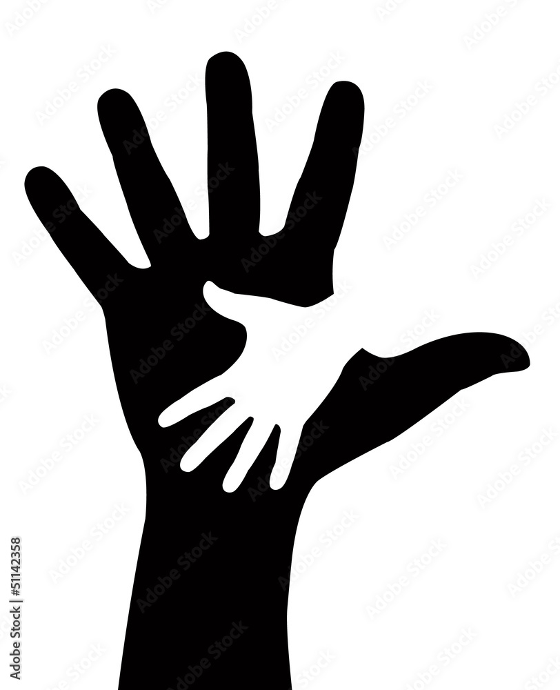 Helping hands. Vector illustration on black background Helping hands. Vector illustration on black background