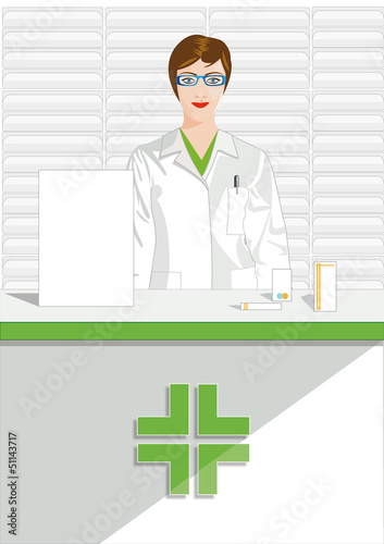 farmacia donna farmacista vettoriale