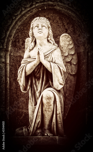 Vintage image of an angel praying