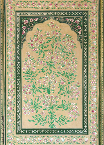 old indian floral ornament on door in India