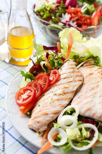 Breast of chicken with fresh salad