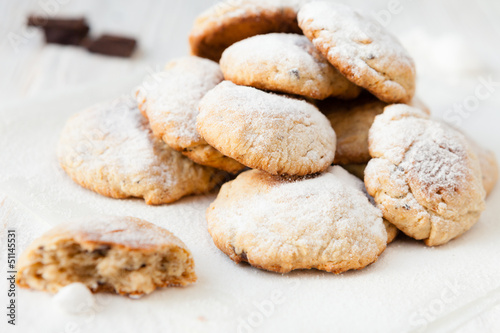 bunch of homemade shortbread cookies with chocolate