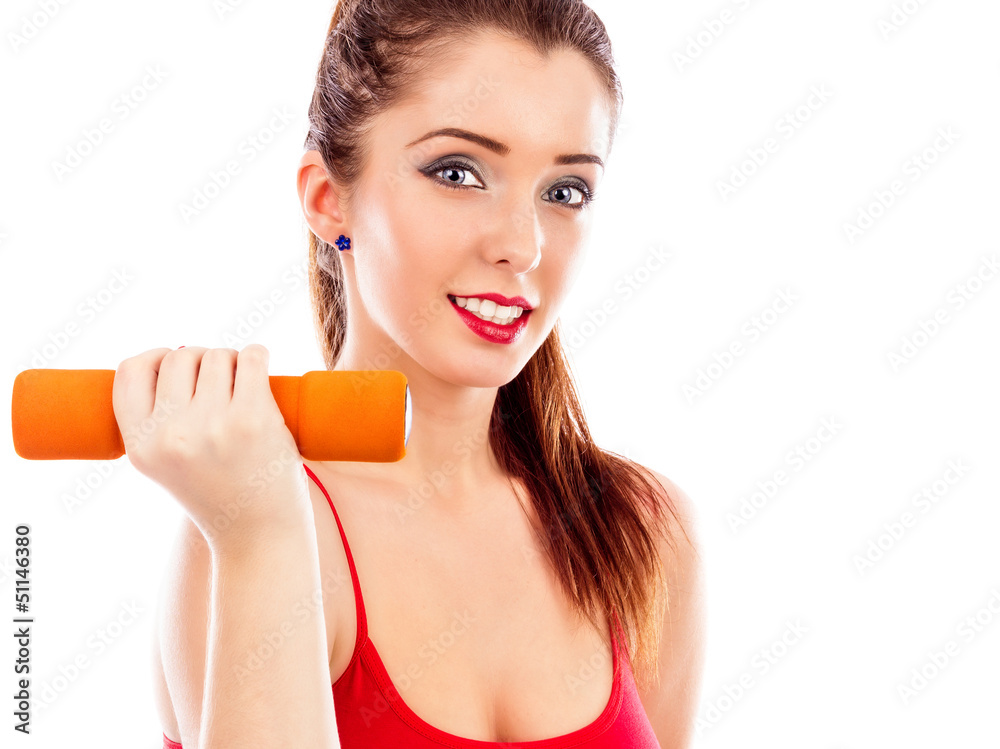 Closeup portrait of a pretty young woman exercising Closeup portrait of a pretty young woman exercising