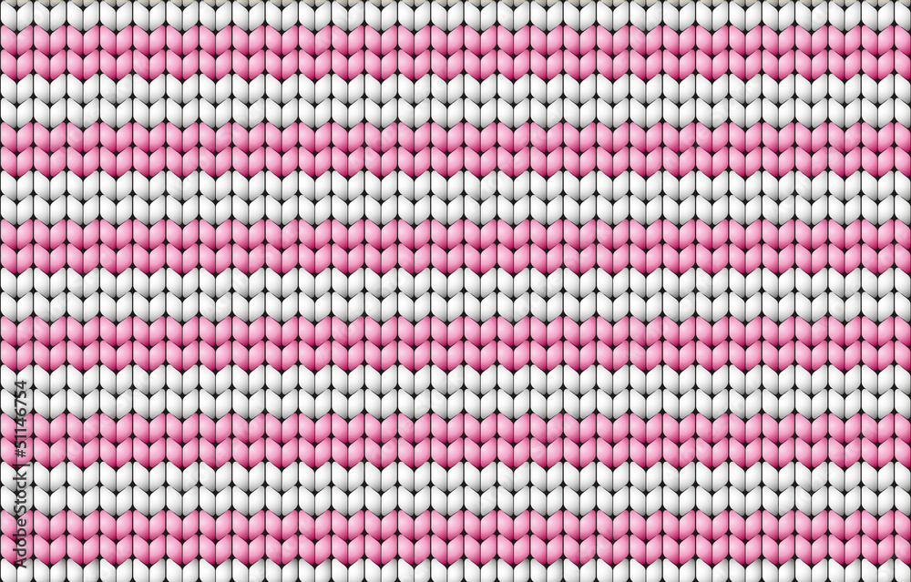 Vector seamless background. Knitted fabric with pink stripes
