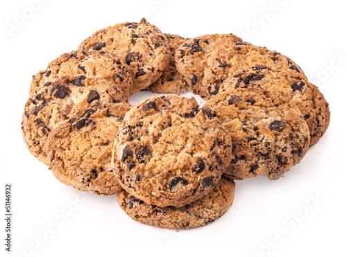 Chocolate pastry biscuits isolated on white background