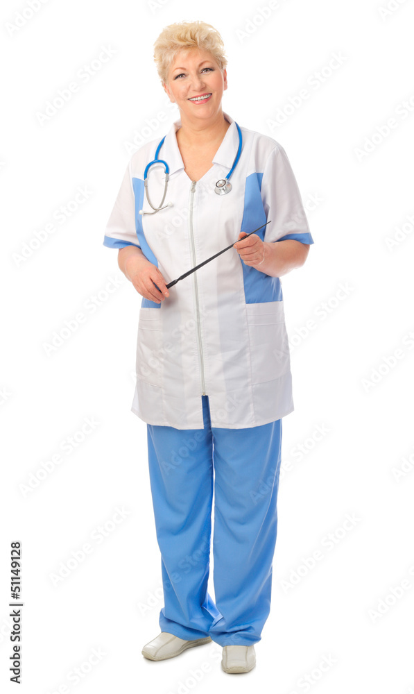 Mature doctor with pointer
