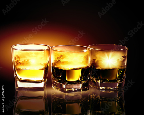 Three glasses of whiskey photo