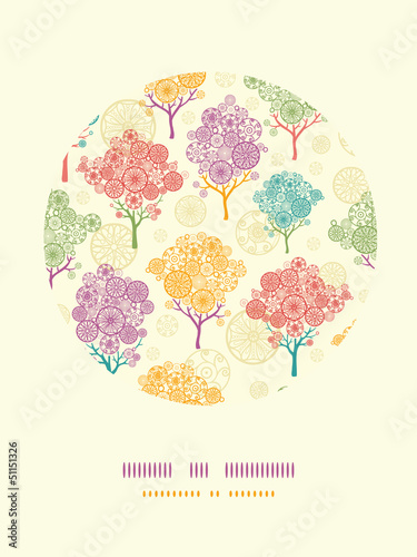 Vector colorful abstract trees circle decor pattern background