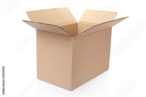Open cardboard box on white, clipping path included