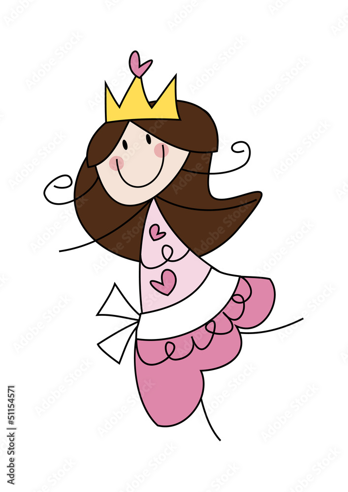 Cartoon-Zeichnung: Fröhliche Prinzessin Stock-Vektorgrafik | Adobe Stock