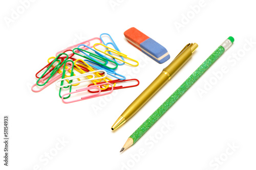 collection stationery isolated on white background
