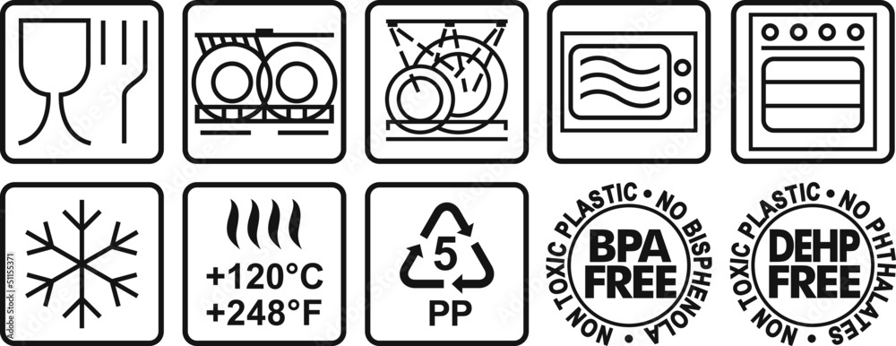 Symbols for marking plastic dishes