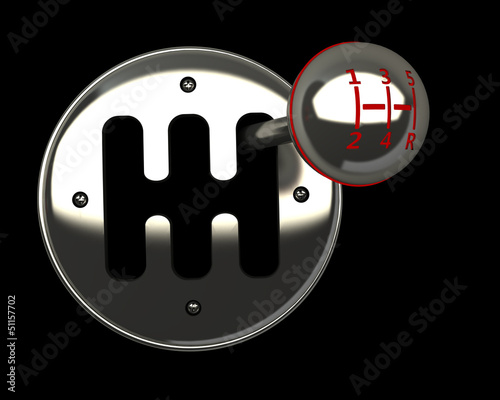 3d render of car shift gear on black background 3d High resolution.