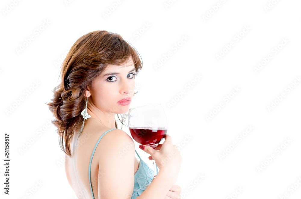 Beautiful girl drinking red wine isolated Beautiful girl drinking red wine isolated
