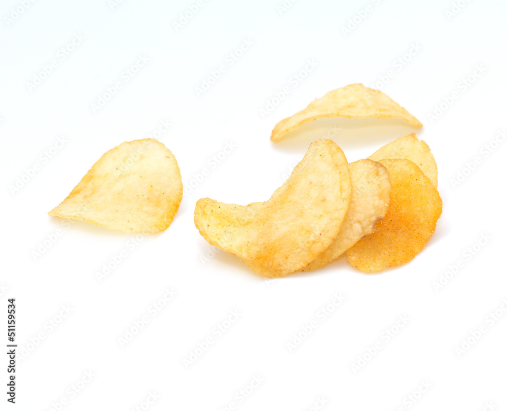 potato chips on white background potato chips on white background