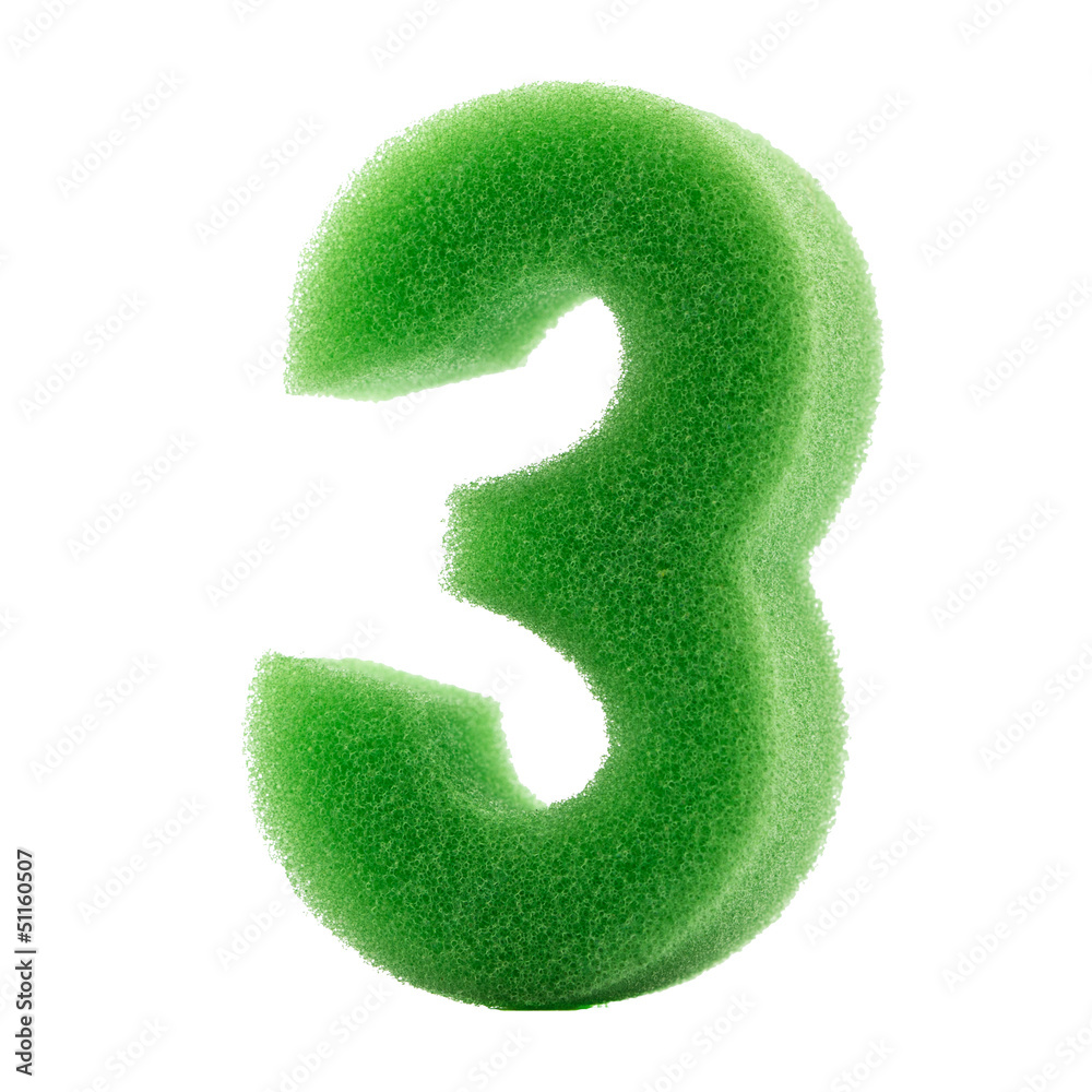 alphabet number 3 letter sponge on white background with work pa alphabet number 3 letter sponge on white background with work pa