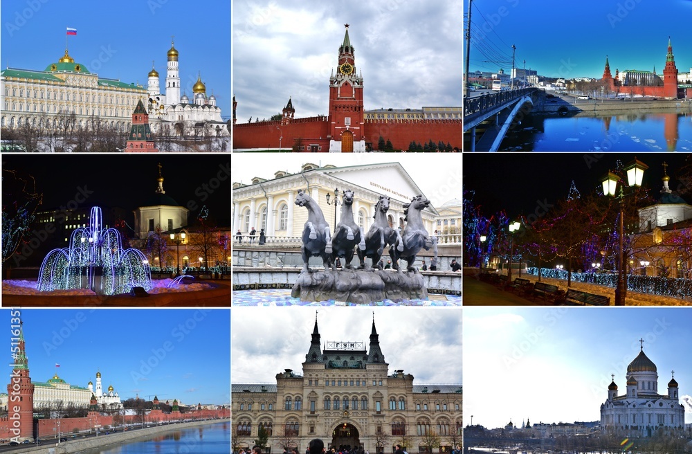 Достопримечательности Москвы.Коллаж. Photos | Adobe Stock
