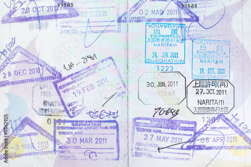 Passport stamps entering Japan, Thailand