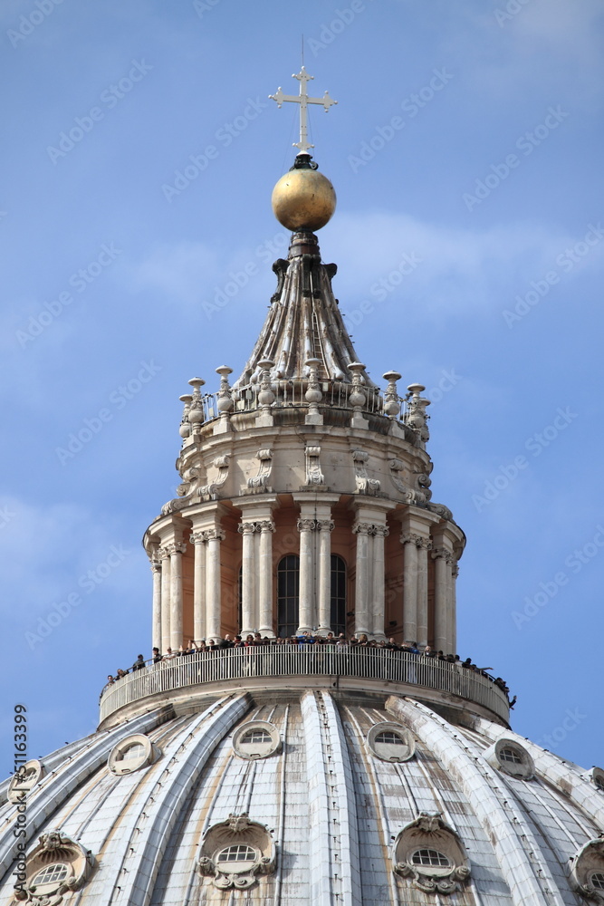 Saint Peter cathedral dome in Rome, Italy