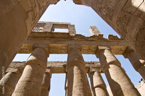 Great hypostyle hall in ancient temple of Amun at Karnak, Egypt photo