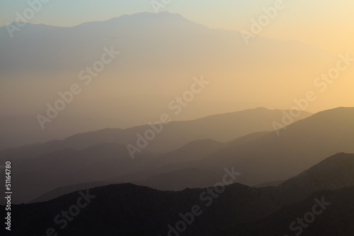 Mountains of Mojave desert at sunset. USA. California.