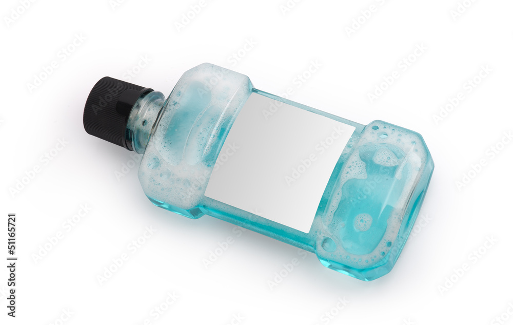 Plastic Bottle of Mint mouthwash mockup isolated on white Plastic Bottle of Mint mouthwash mockup isolated on white