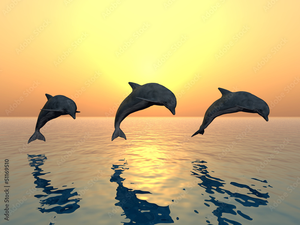 Obraz premium Jumping Dolphins